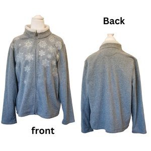 Croft & Barrow Snowflake Fleece Zipper Sweater Jacket PL